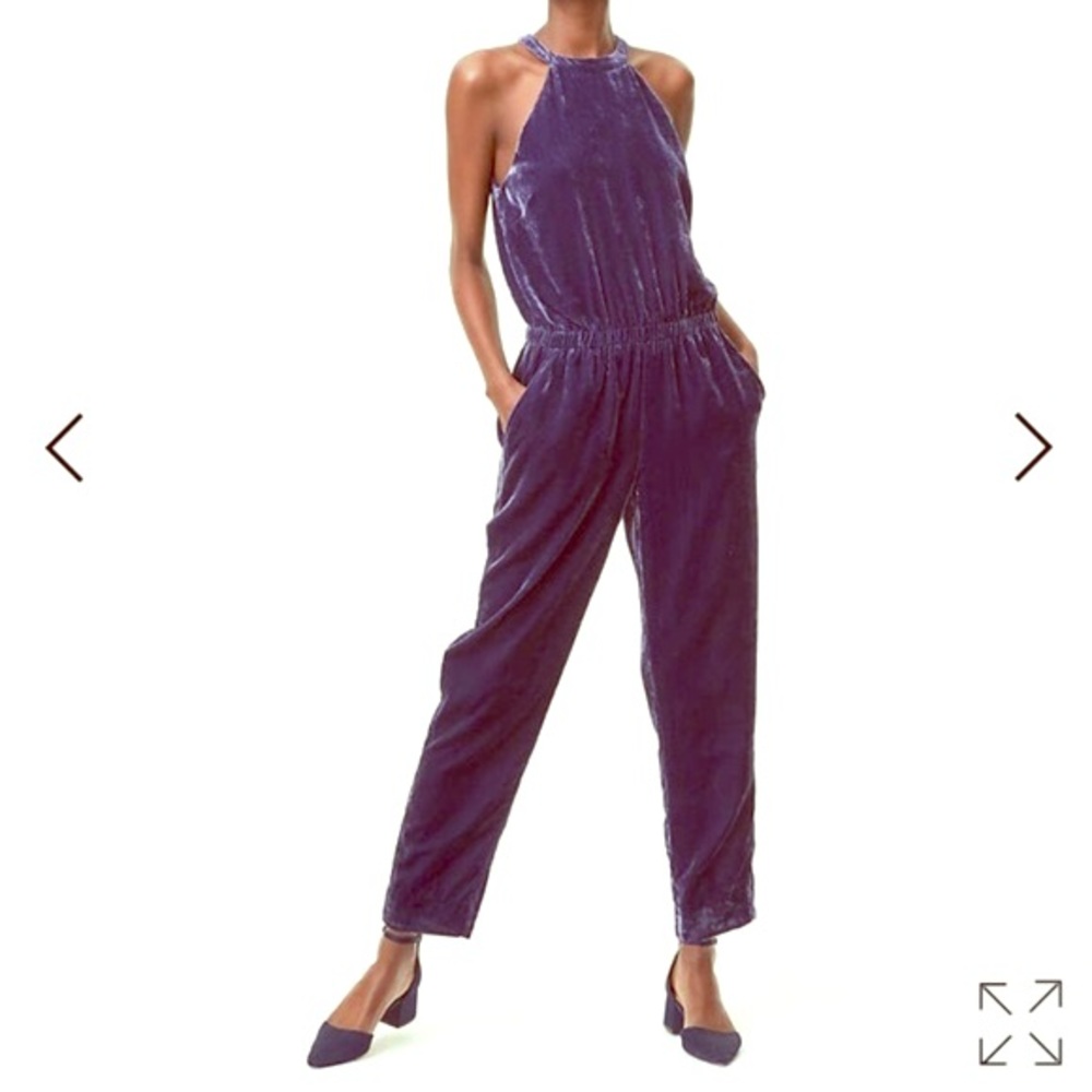 Loft Navy Blue Velvet Jumpsuit